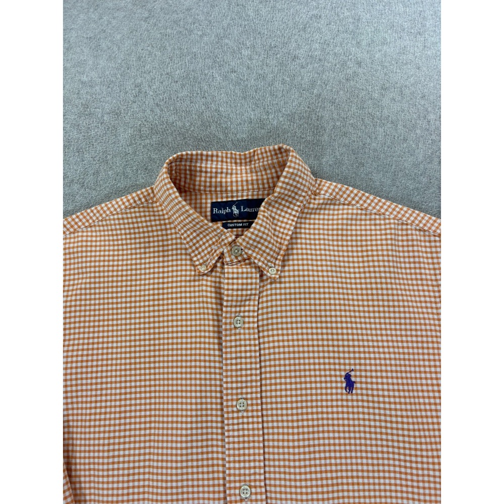 Polo Ralph Lauren Checked Long Sleeve Custom Fit Shirt (Men's XL) Orange